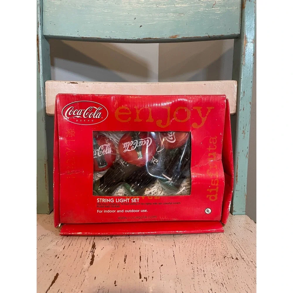 VTG‎ Lot of 3 Coca-Cola Bottle & Red Logo Discs String Lights 12 Ft Sets